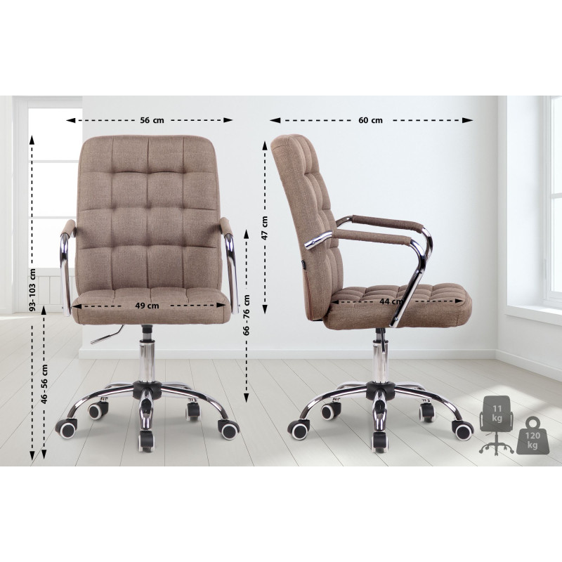 Chaise de bureau en tissu Terni taupe