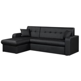 Canapé d'angle réversible convertible 3 places - Simili noir - Contemporain - L 235 x P 85 - 153 cm - ROMAN