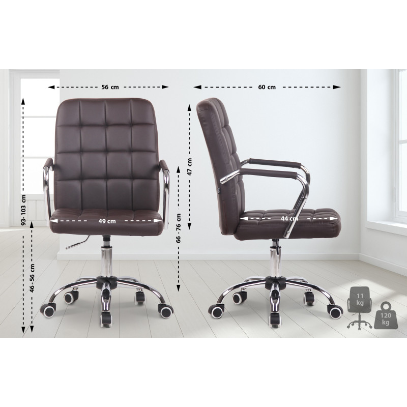 Chaise de bureau Terni en cuir artificiel brun