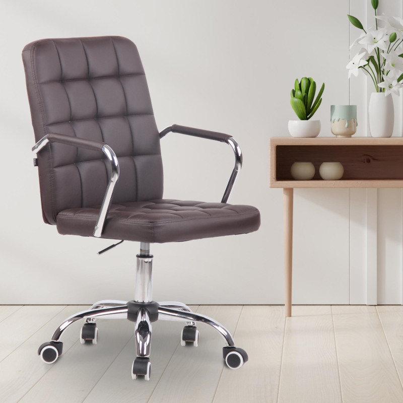 Chaise de bureau Terni en cuir artificiel brun