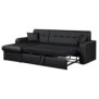 Canapé d'angle réversible convertible 3 places - Simili noir - Contemporain - L 235 x P 85 - 153 cm - ROMAN