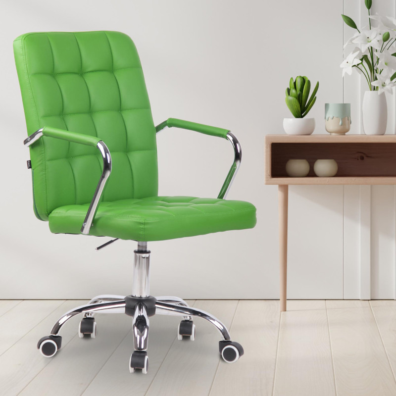 Chaise de bureau Terni en cuir artificiel vert