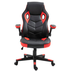 Chaise de bureau Omis en cuir artificiel noir/rouge