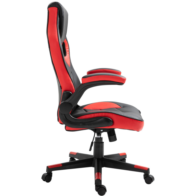 Chaise de bureau Omis en cuir artificiel noir/rouge