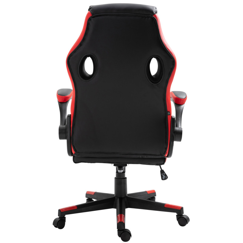Chaise de bureau Omis en cuir artificiel noir/rouge