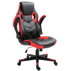 Chaise de bureau Omis en cuir artificiel noir/rouge