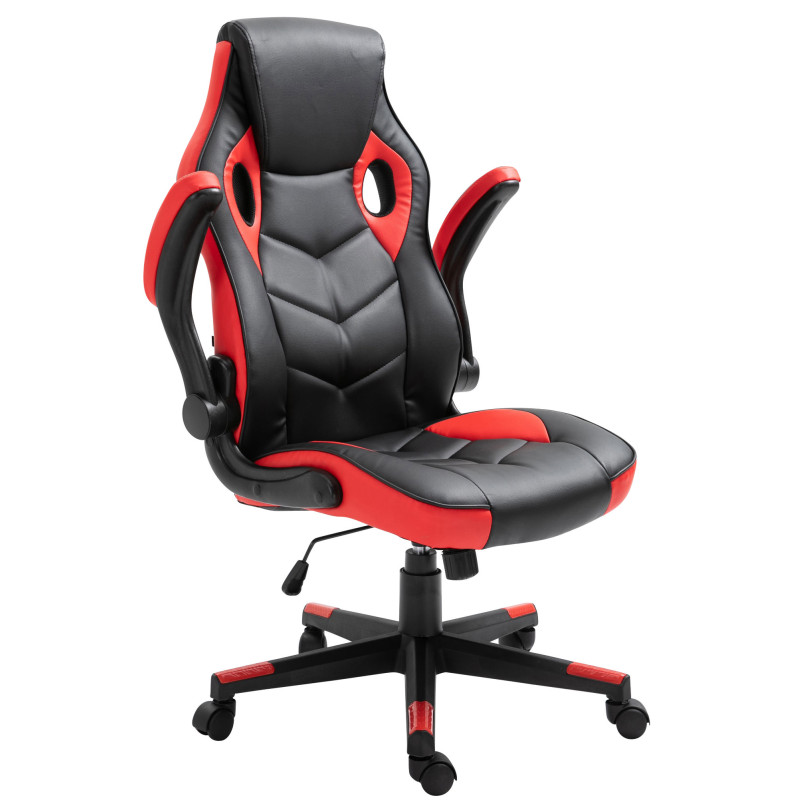 Chaise de bureau Omis en cuir artificiel noir/rouge