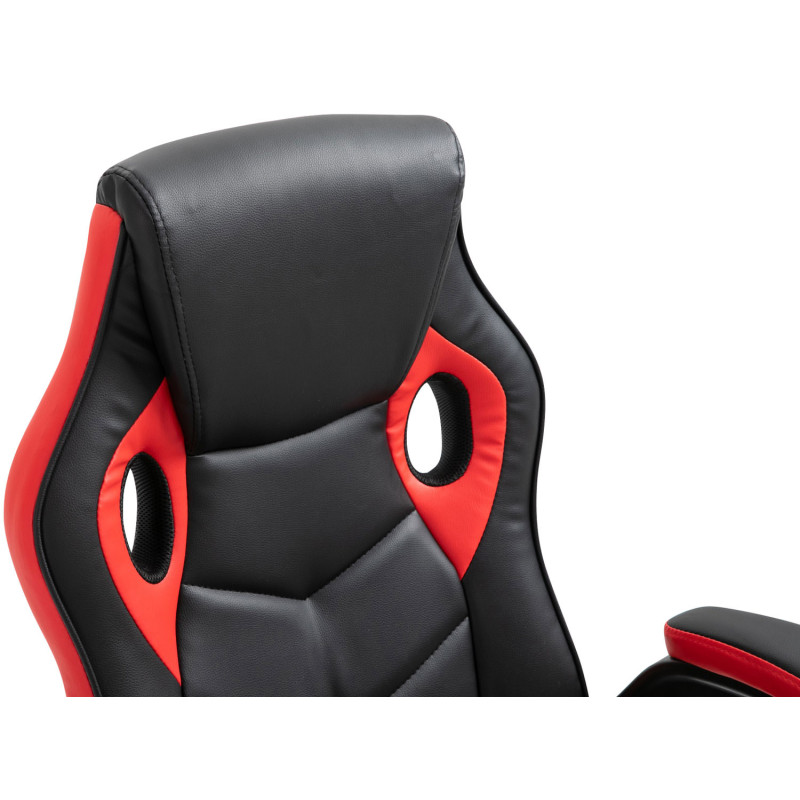 Chaise de bureau Omis en cuir artificiel noir/rouge