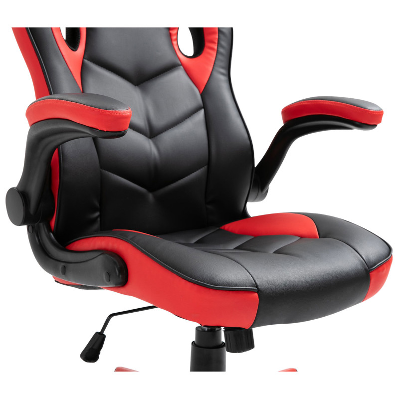 Chaise de bureau Omis en cuir artificiel noir/rouge