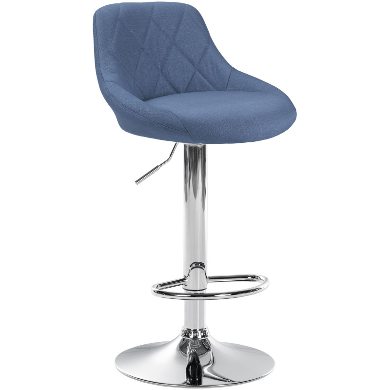 Tabouret de bar Lazio, tissu, chrome, bleu