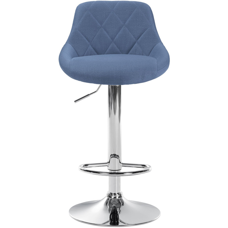 Tabouret de bar Lazio, tissu, chrome, bleu