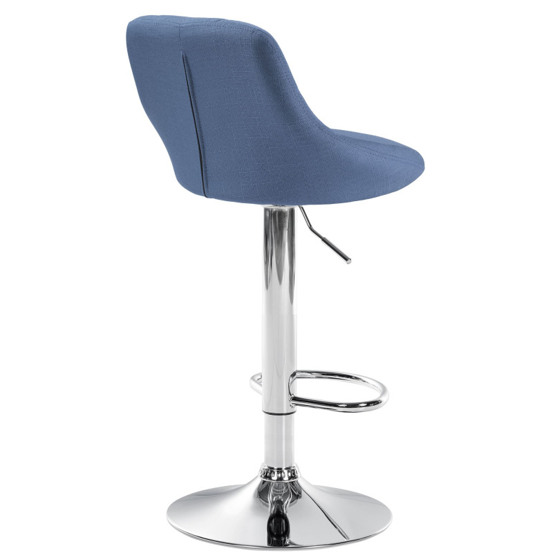 Tabouret de bar Lazio, tissu, chrome, bleu