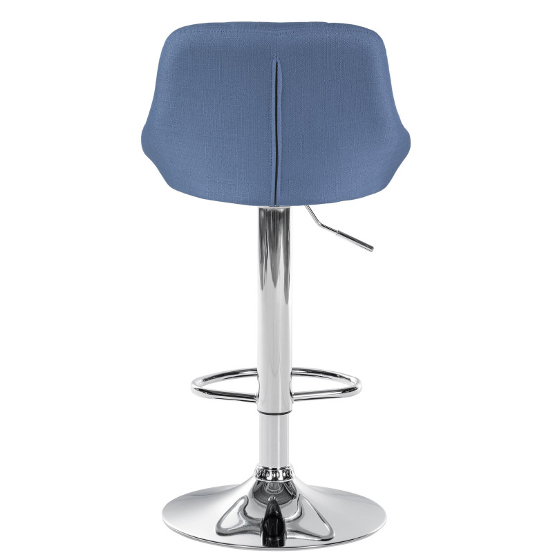 Tabouret de bar Lazio, tissu, chrome, bleu
