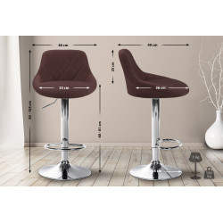 Tabouret de bar Lazio, tissu, chrome, marron