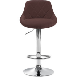 Tabouret de bar Lazio, tissu, chrome, marron