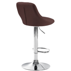 Tabouret de bar Lazio, tissu, chrome, marron