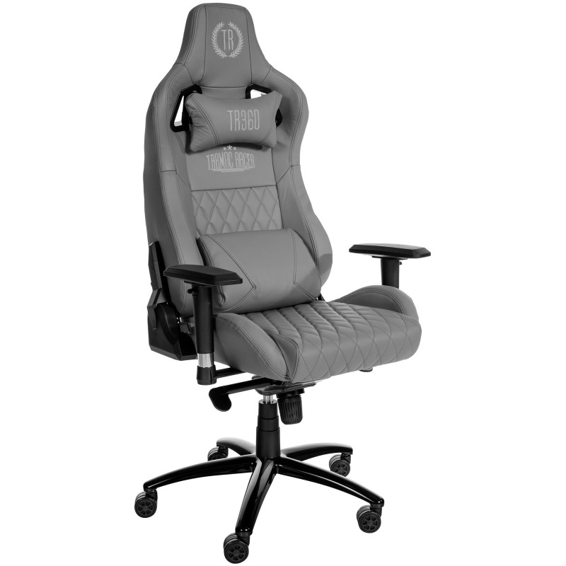 Chaise de bureau Keren en cuir véritable gris