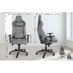 Chaise de bureau Keren en cuir véritable gris