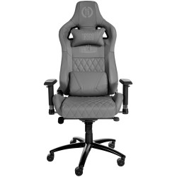 Chaise de bureau Keren en cuir véritable gris