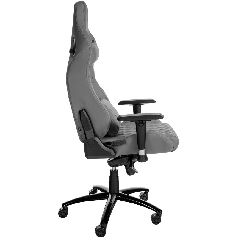 Chaise de bureau Keren en cuir véritable gris