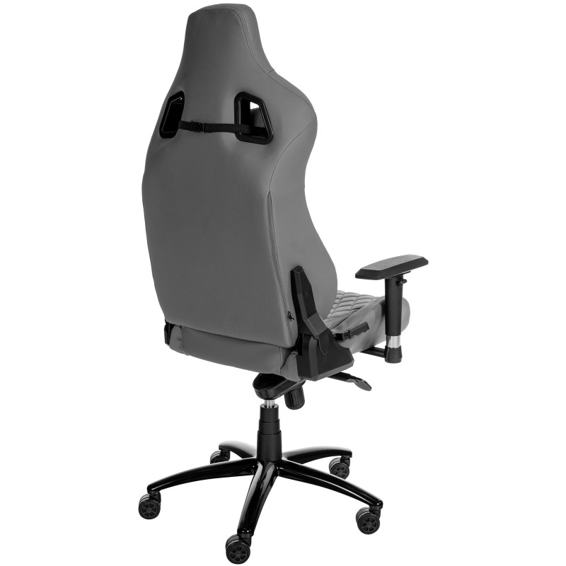 Chaise de bureau Keren en cuir véritable gris