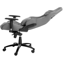 Chaise de bureau Keren en cuir véritable gris