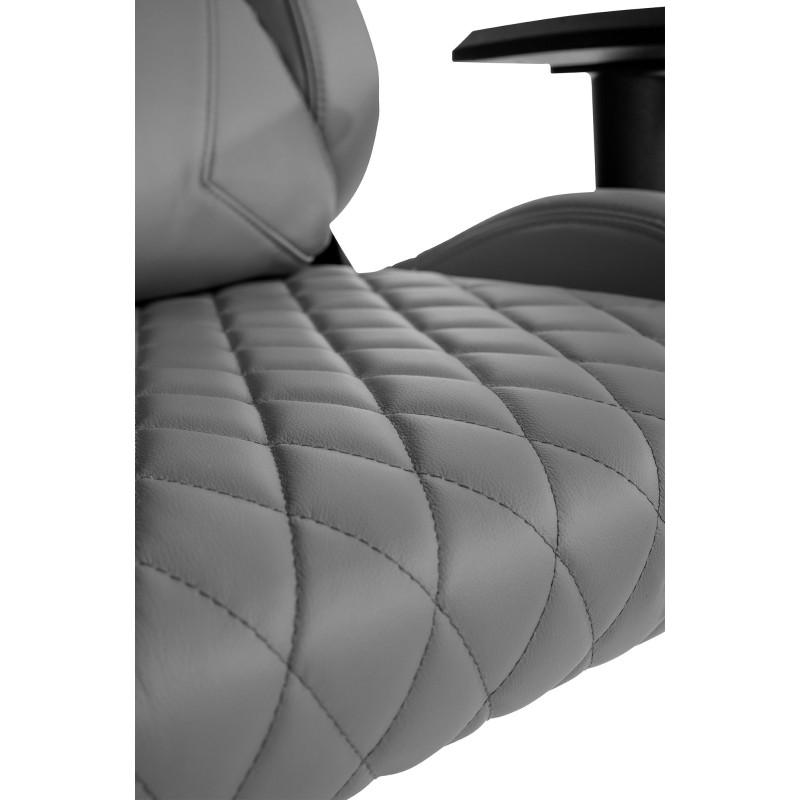 Chaise de bureau Keren en cuir véritable gris