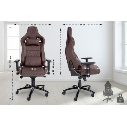 Chaise de bureau Keren en cuir véritable brun