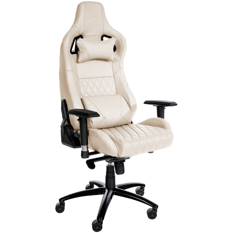 Chaise de bureau Keren en cuir véritable crème