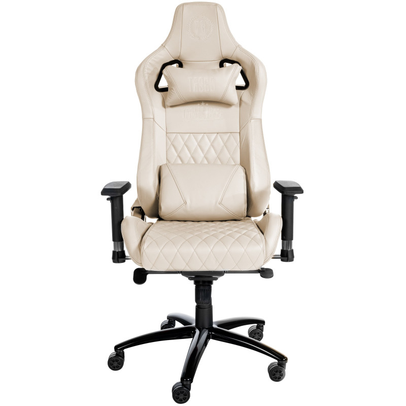Chaise de bureau Keren en cuir véritable crème