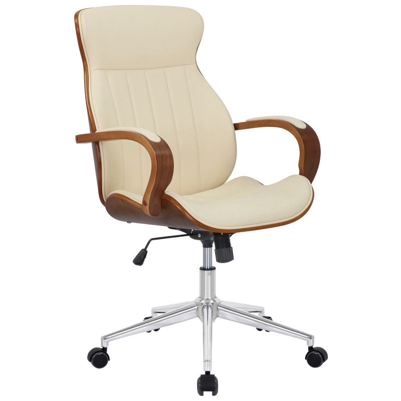 Chaise de bureau Melilla en cuir artificiel noix/crème