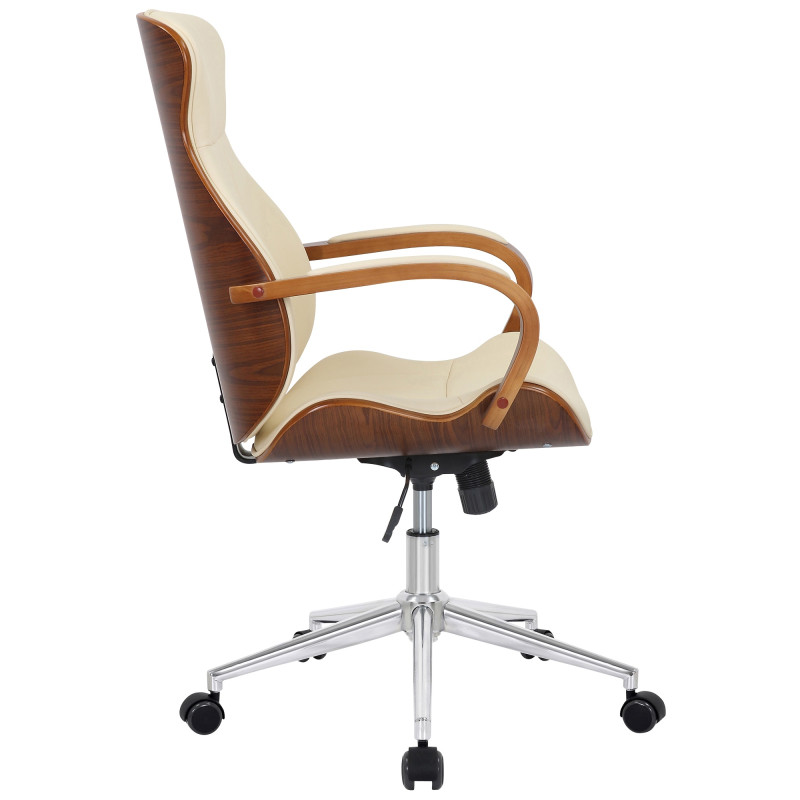 Chaise de bureau Melilla en cuir artificiel noix/crème