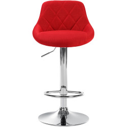 Tabouret de bar Lazio, tissu, chrome, rouge