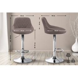 Tabouret de bar Lazio, tissu, chrome, taupe