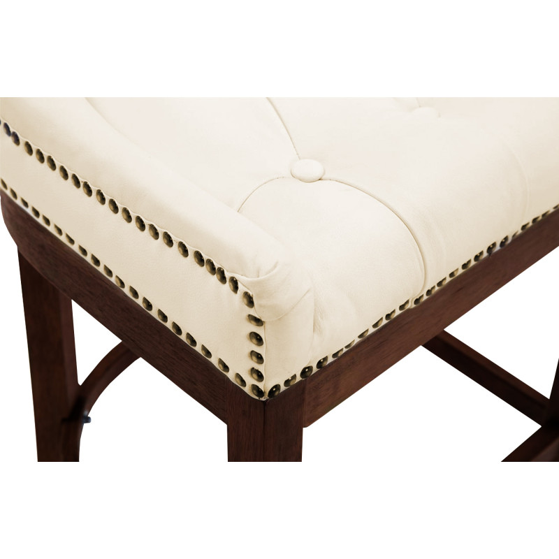 Tabouret de bar Lakewood, cuir véritable, crème antique