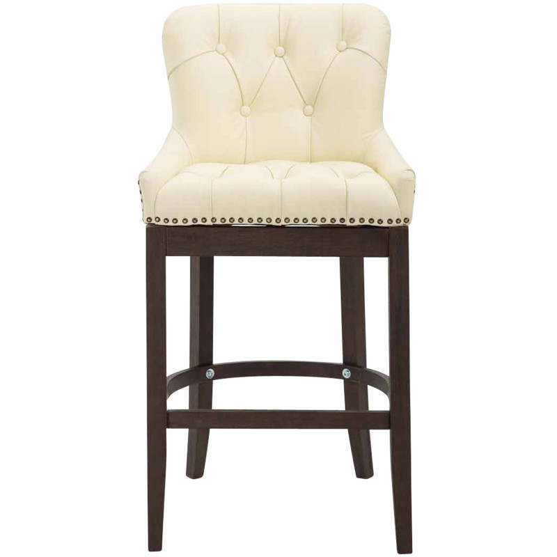 Tabouret de bar Lakewood, cuir véritable, crème antique
