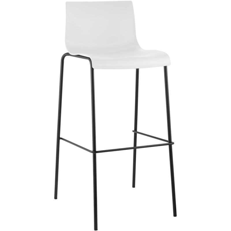 Sgabello da bar Hoover, struttura a 4 gambe, nero e bianco