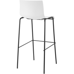 Sgabello da bar Hoover, struttura a 4 gambe, nero e bianco