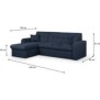 Canapé d'angle convertible et réversible 3 places ROMAN - Tissu bleu foncé - Coffre de rangement - L235 x H81 x P 85/153 cm