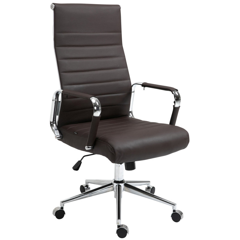 Chaise de bureau Columbus en cuir véritable brun