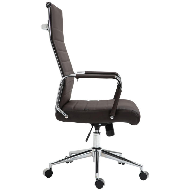 Chaise de bureau Columbus en cuir véritable brun