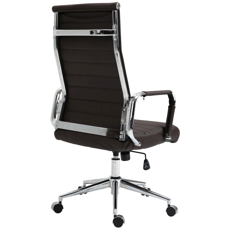 Chaise de bureau Columbus en cuir véritable brun