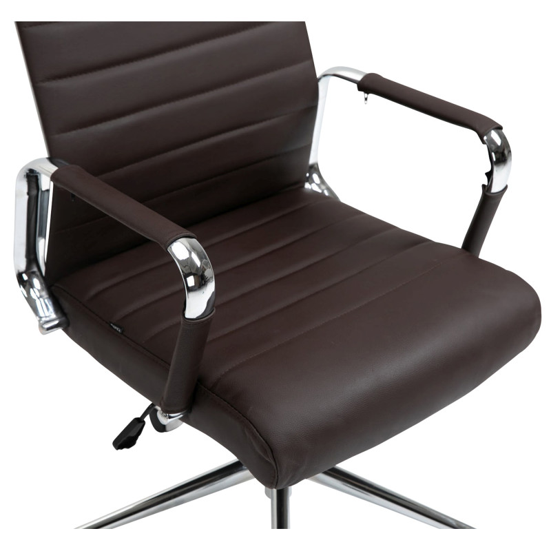 Chaise de bureau Columbus en cuir véritable brun