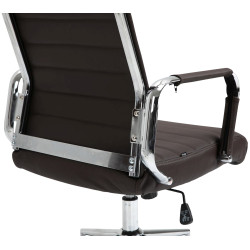 Chaise de bureau Columbus en cuir véritable brun