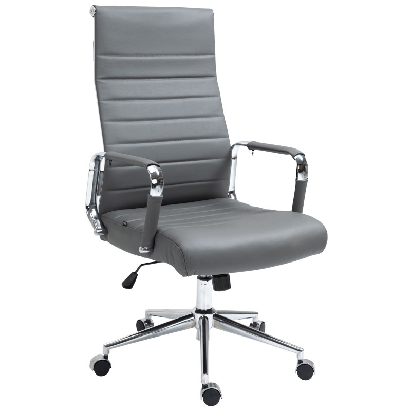 Chaise de bureau Columbus en cuir véritable gris
