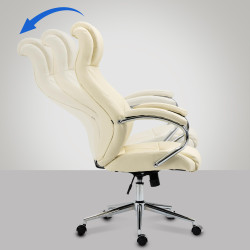 Chaise de bureau Salford en cuir véritable crème