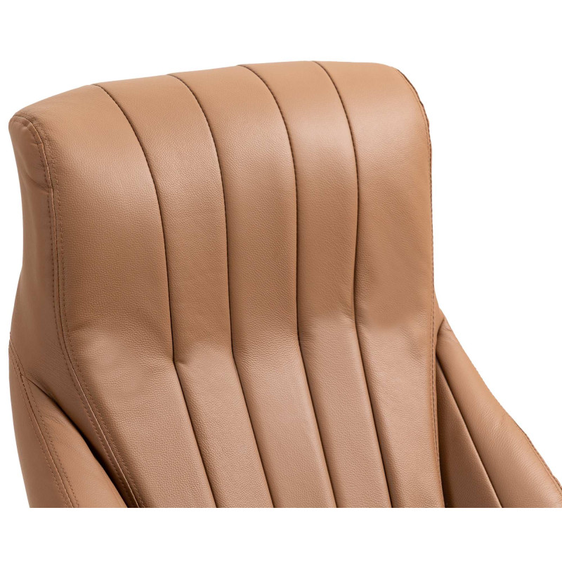 Chaise de bureau Wigan en cuir véritable marron clair