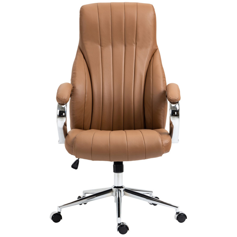 Chaise de bureau Wigan en cuir véritable marron clair
