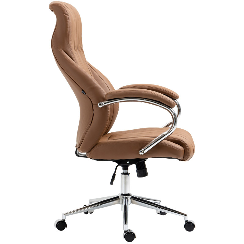Chaise de bureau Wigan en cuir véritable marron clair