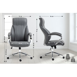 Chaise de bureau Wigan en cuir véritable gris